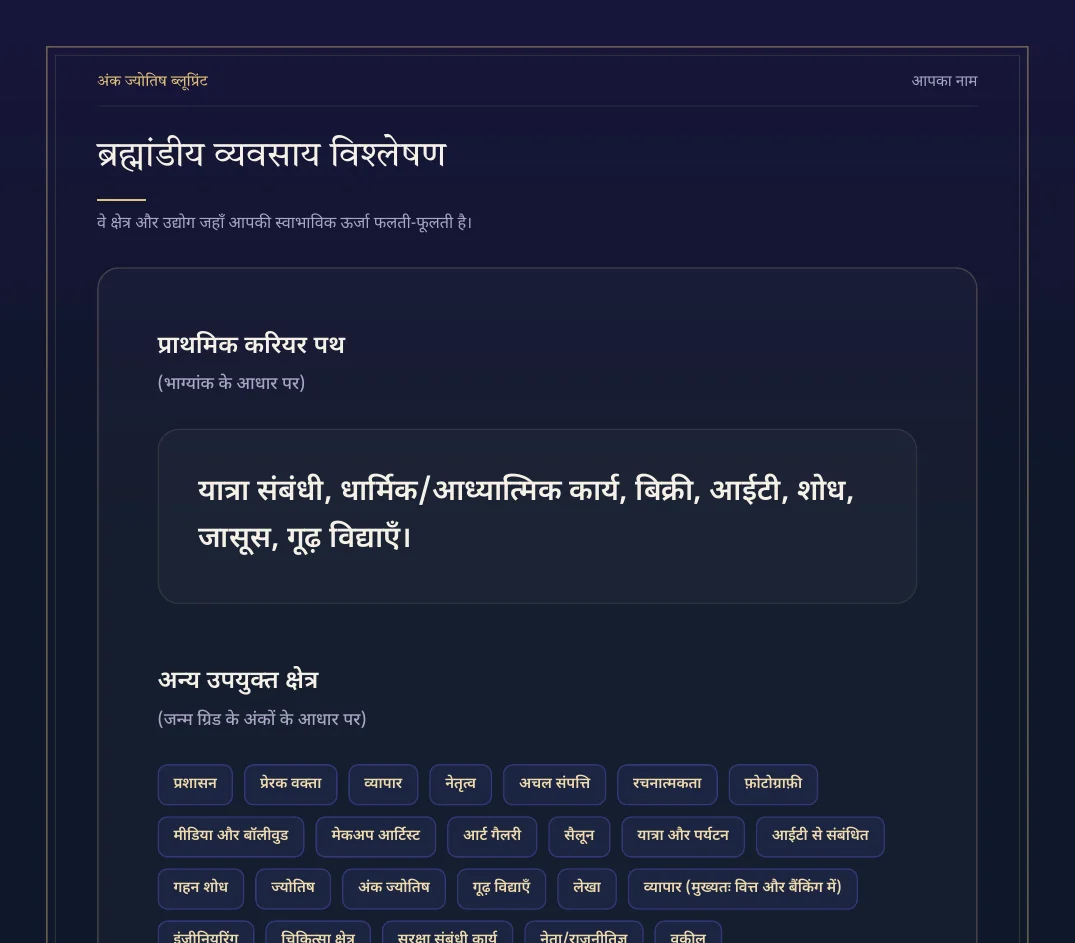 अंक ज्योतिष ब्लूप्रिंट का नमूना पेज 3