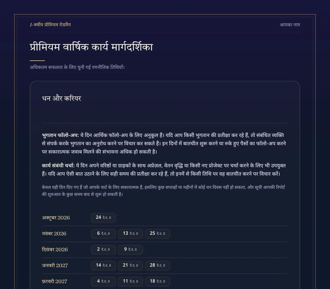 1-वर्षीय प्रीमियम रोडमैप का नमूना पेज 2