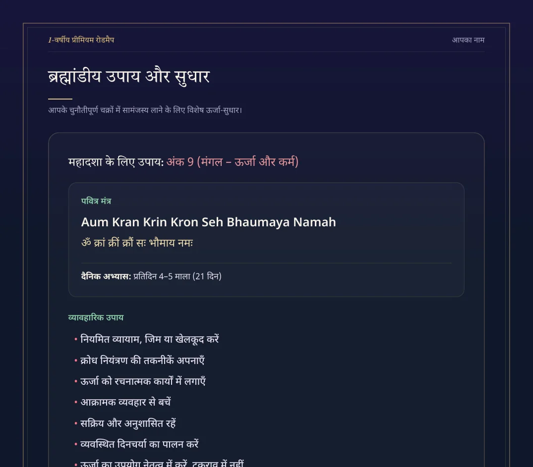 1-वर्षीय प्रीमियम रोडमैप का नमूना पेज 3